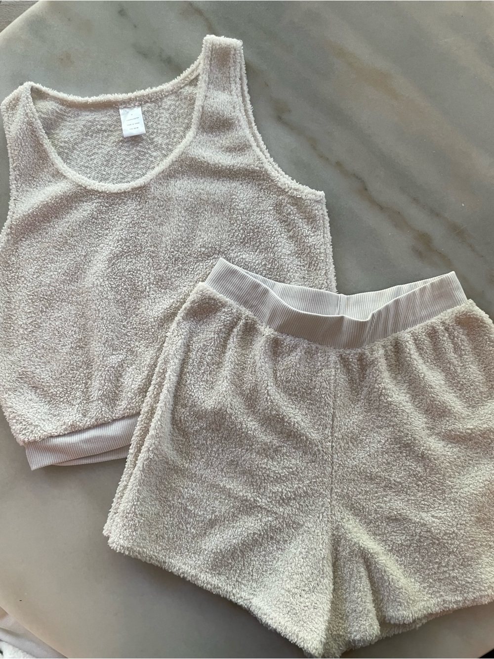 Cozy Terry Knit Tank & Shorts Lounge Set — Cream size M